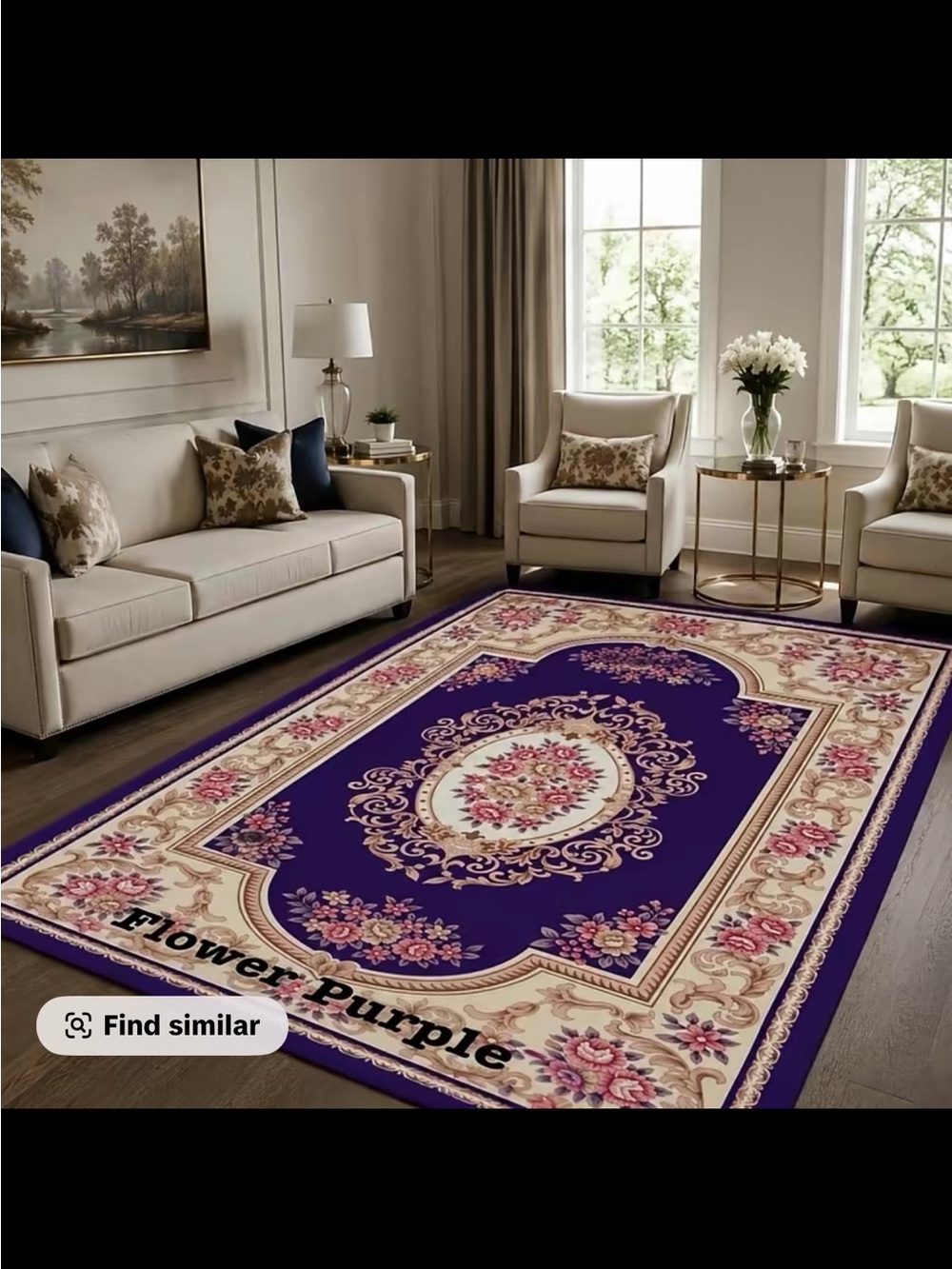 Purple Floral Accent Wall Art Textile - Elegant Flower Design